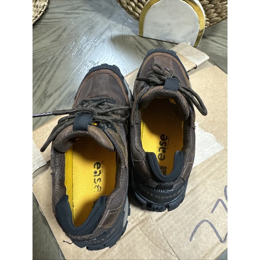 Like New Caterpillar Men Invader STEEL TOE Work Shoes Size 8.5M‎ DARK BROWN